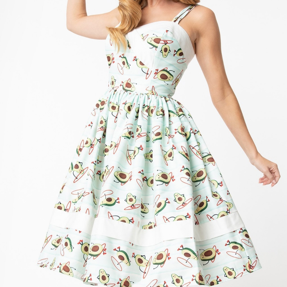 Unique Vintage Mint Avocado Swing Dress